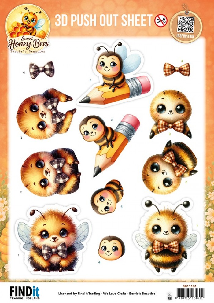 3D Pushout Sheet - Berries Beauties - Sweet Honey Bees - Little Buzzers