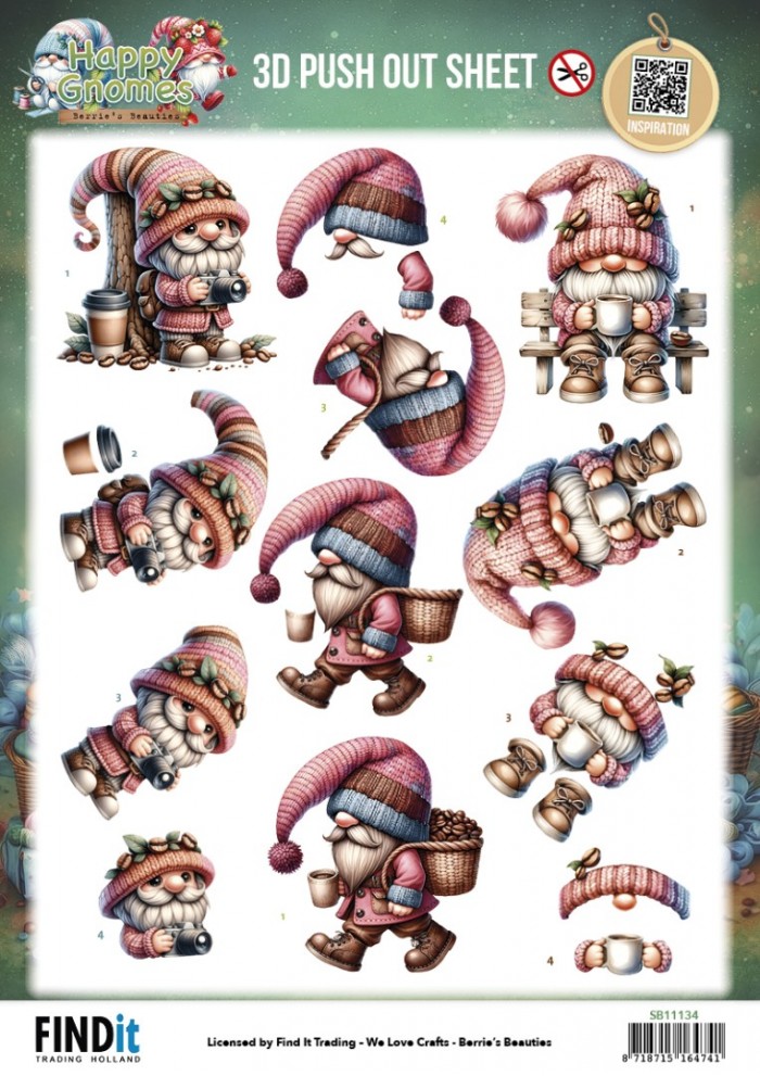 3D Pushout Sheet - Berries Beauties - Happy Gnomes - Coffee & Clicks