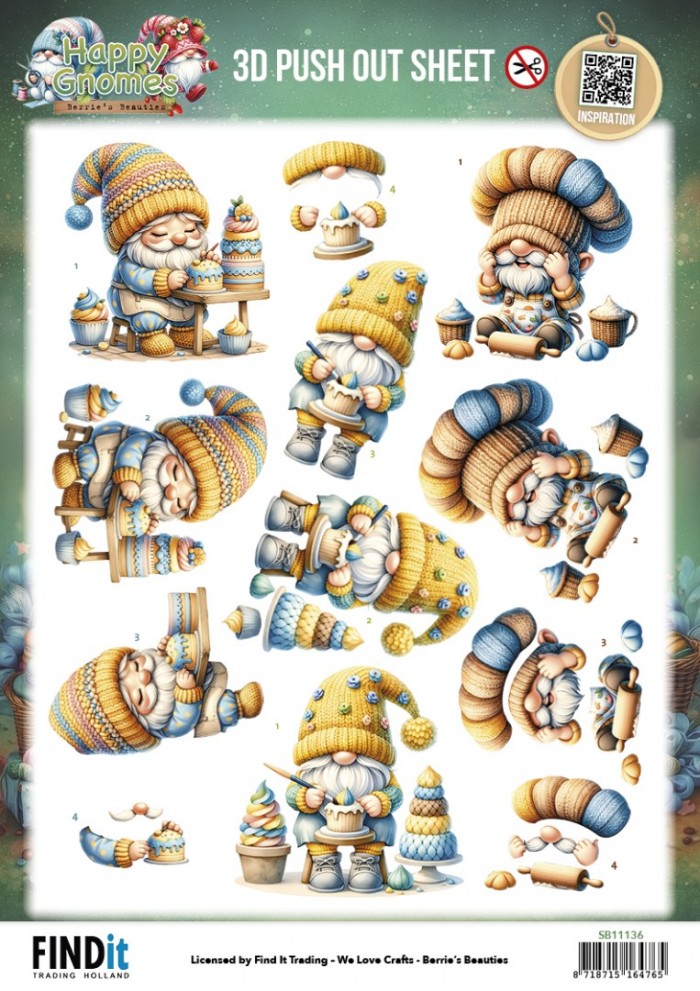 3D Pushout Sheet - Berries Beauties - Happy Gnomes - The Tiny Baker