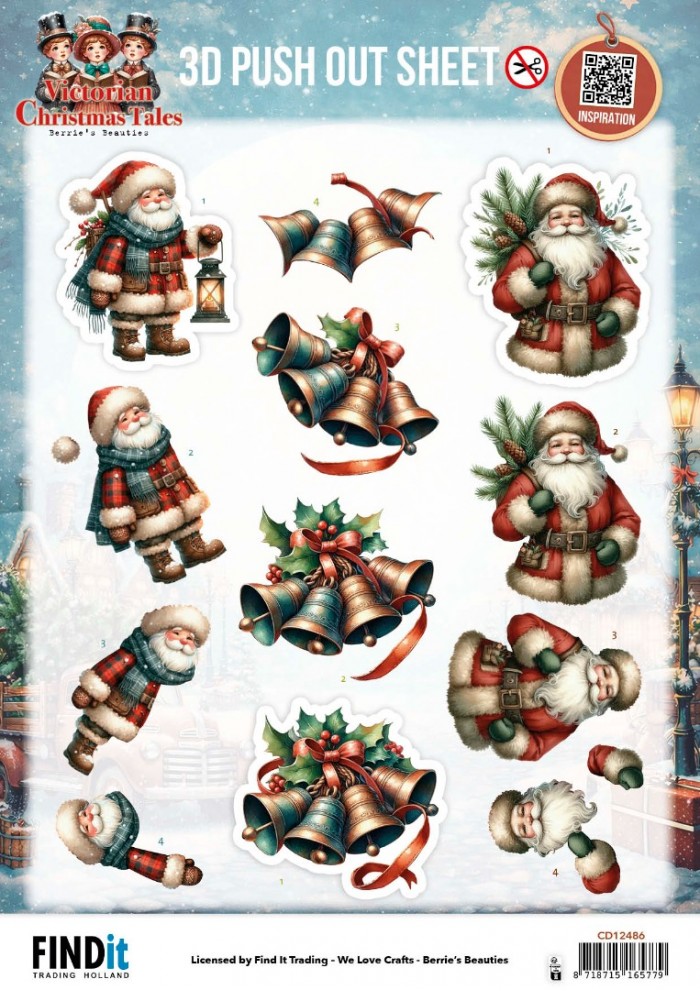 3D Pushout Sheet - Berries Beauties - Victorian Christmas Tales - Timeless Christmas Bells