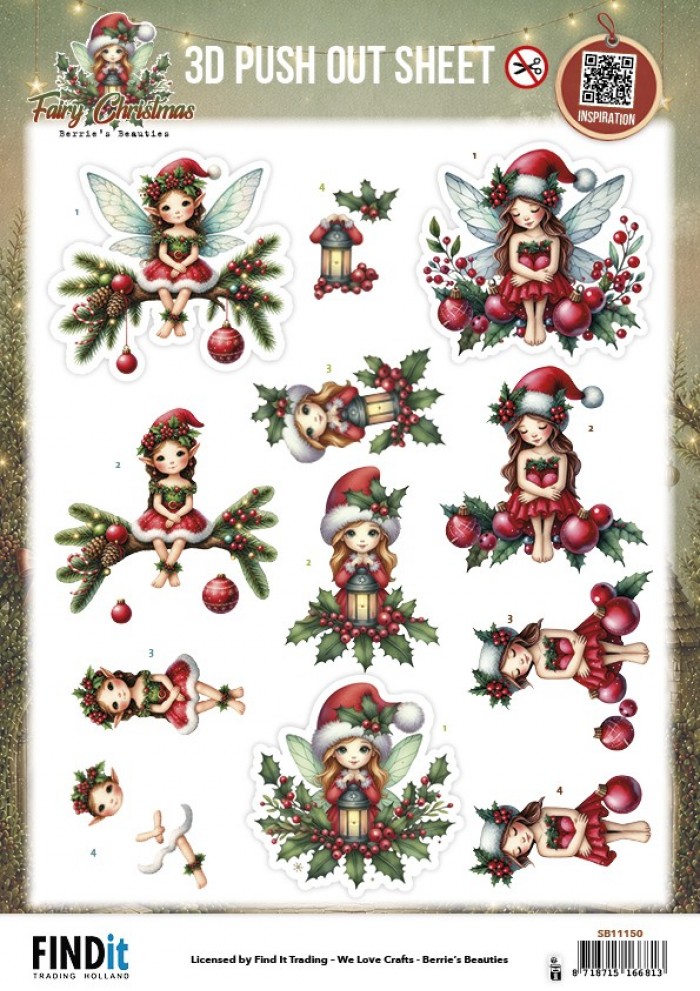 3D Pushout Sheet - Berries Beauties - Fairy Christmas - Christmas Fairy