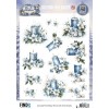 3D Pushout Sheet - Berries Beauties - Blue Christmas - Blue Candles and White Poinsettia