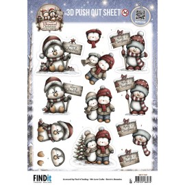 3D Pushout Sheet - Berries Beauties - Whimsical Christmas - Penguins