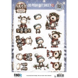3D Pushout Sheet - Berries Beauties - Whimsical Christmas - Furry Friends