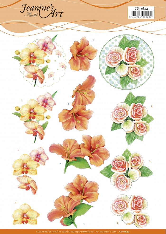 3D Cutting Sheet - Jeanine's Art - Exotic Flowers