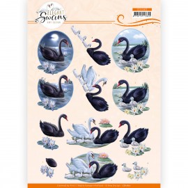 3D Cutting Sheet -Amy Design - Elegant Swans - Black Swans
