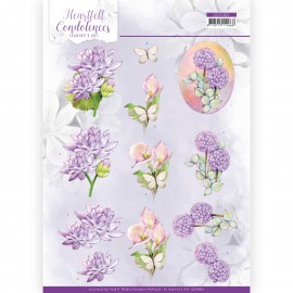 3D Cutting Sheet -Jeanine's Art - Heartfelt Condolences - Purple Flowers
