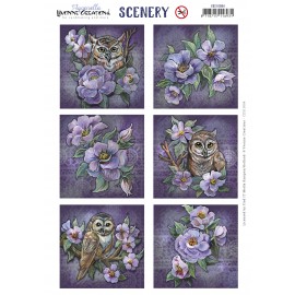 Scenery - Yvonne Creations - Aquarella - Owls and Flowers Square