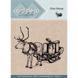 Card Deco Essentials Clear Stamps - Reindeer with Sleigh
