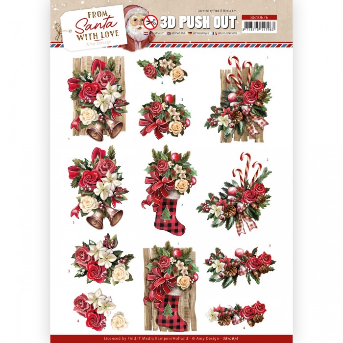 3D Push Out - Amy Design - From Santa with Love - Red Bow