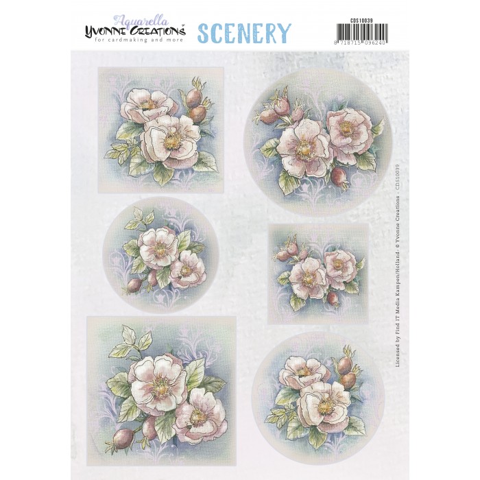 Push Out Scenery - Yvonne Creations Aquarella - Pink Flowers 