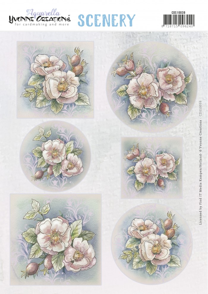 Push Out Scenery - Yvonne Creations Aquarella - Pink Flowers