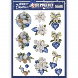 3D Push Out - Jeanine's Art - A Perfect Christmas - Blue Christmas Flowers