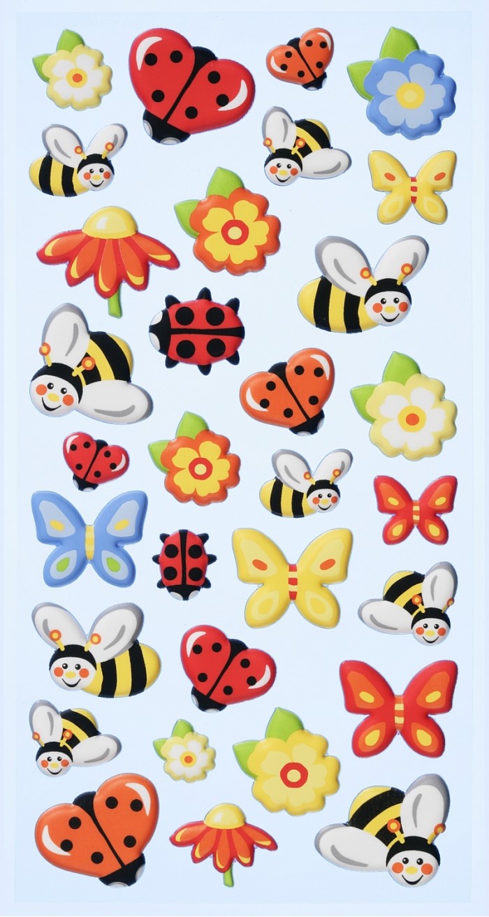 SOFTY-Stickers Lieveheersbeestje/Bij/Vlinder