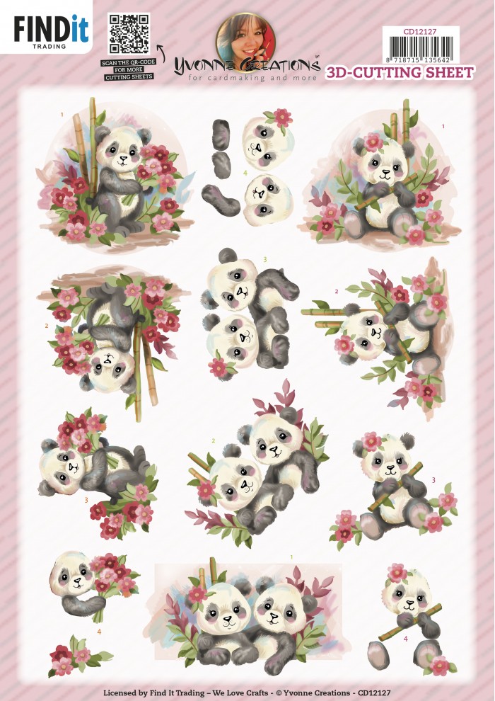 3D Cutting Sheet - Yvonne Creations - Lieve panda