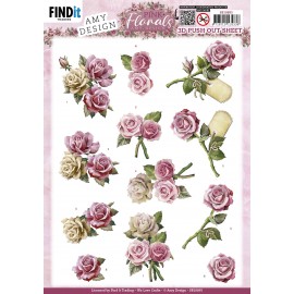 3D Push Out - Amy Design - Pink Florals - Roses