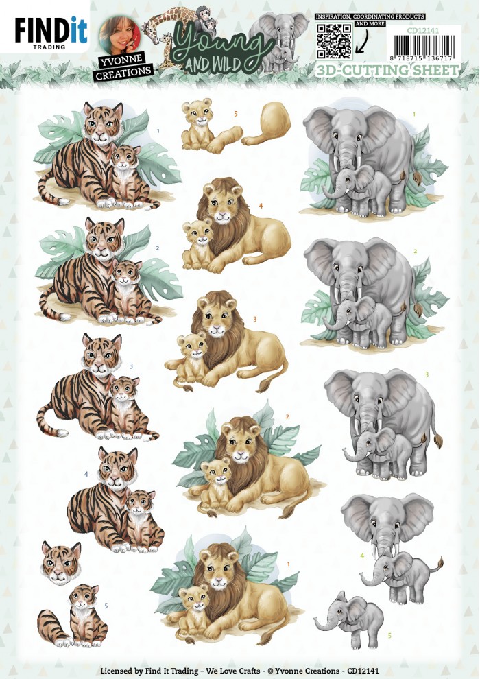 3D Cutting Sheets - Yvonne Creations - Young and Wild - Tiger