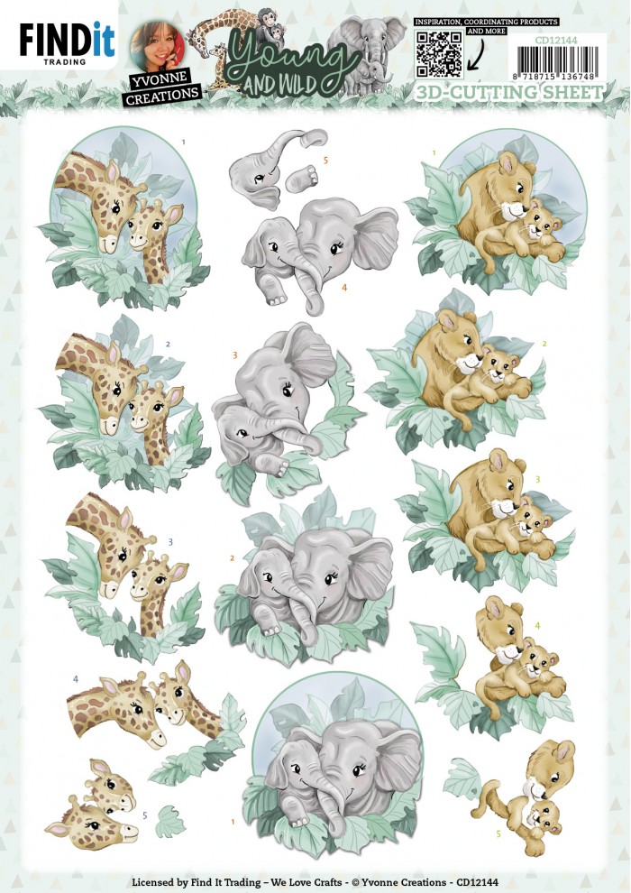 3D Cutting Sheets - Yvonne Creations - Young and Wild - Giraffe
