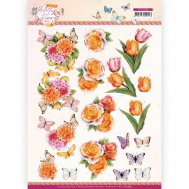 3D Cutting Sheet - Jeanine's Art - Perfect Butterfly Flowers - Orange Rose