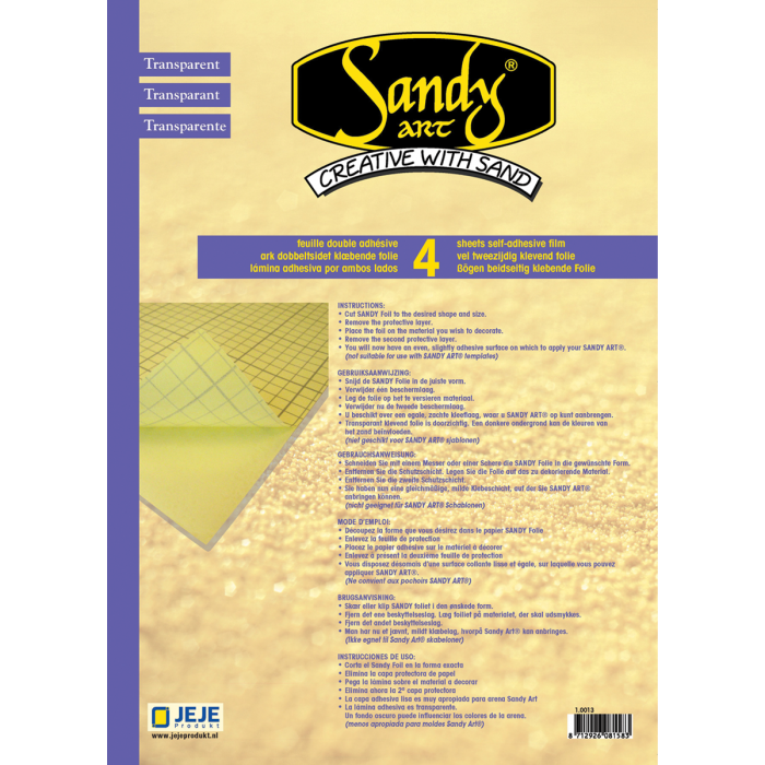 Sandy Art® dubbelzijdig klevend folie transparant 4 sheets A4