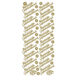 Sticker Hartelijk Gefeliciteerd goud (x10)