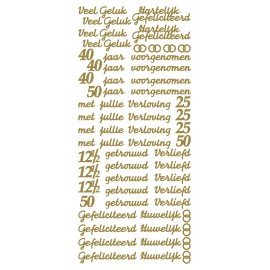 Sticker Verliefd, Verloving, etc goud (x10)