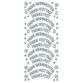 Sticker Frohe Festtage/Weihnachten bogen Silver (x10)