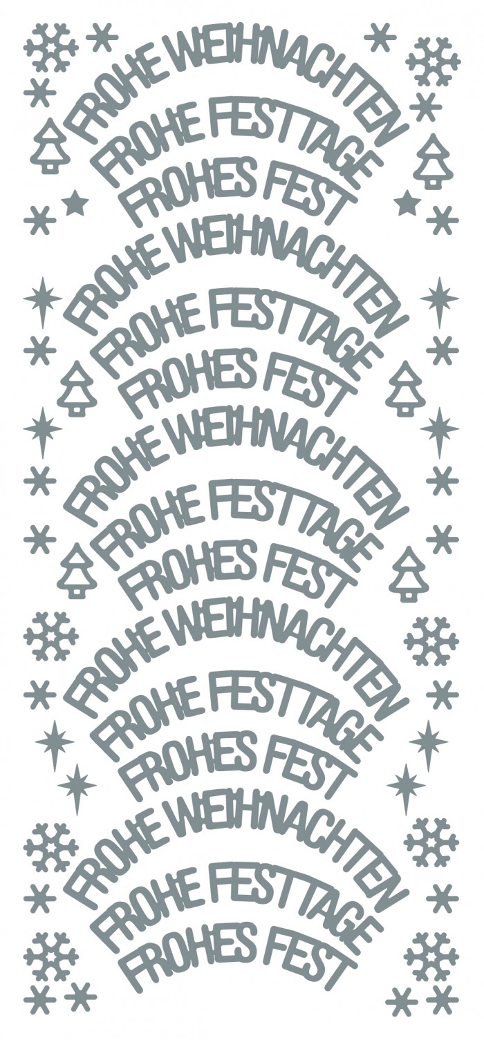 Sticker Frohe Festtage/Weihnachten bogen Silver (x10)