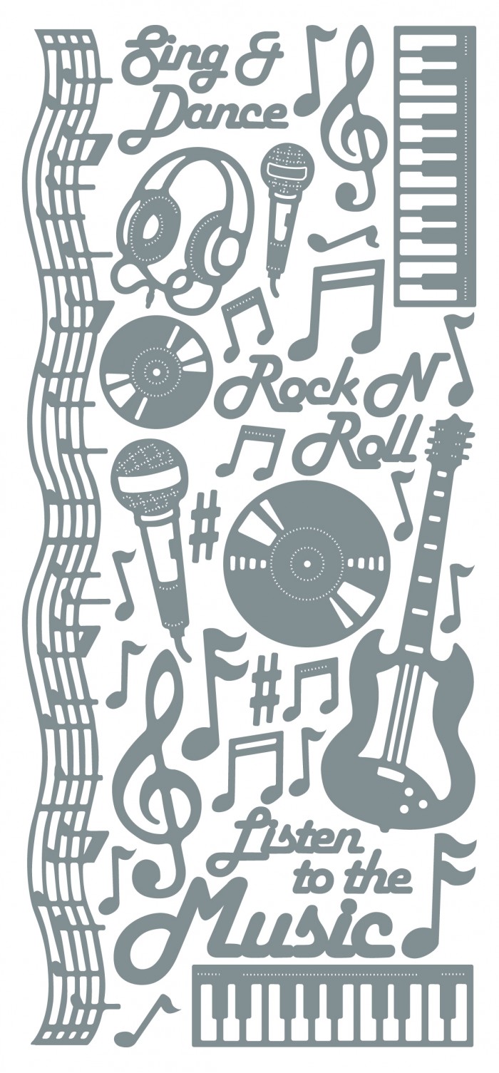 Sticker Muziek Zilver