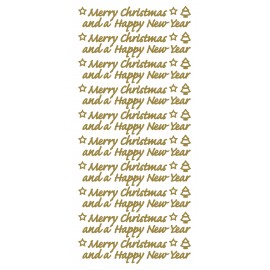 Sticker Merry Christmas and a Happy new year Gold (x10)