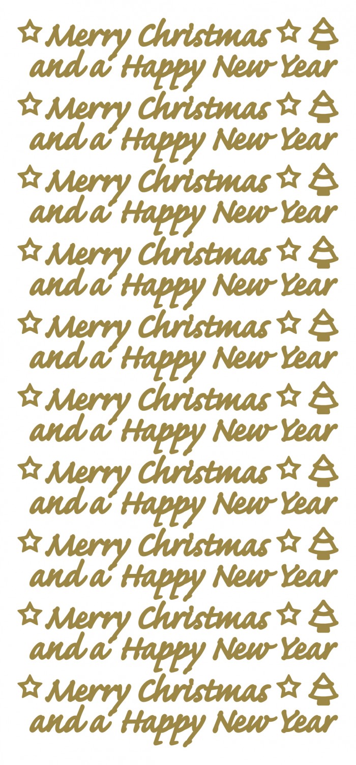 Sticker Merry Christmas and a Happy new year Gold (x10)