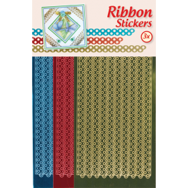Ribbon stickers zig zag Bloemen