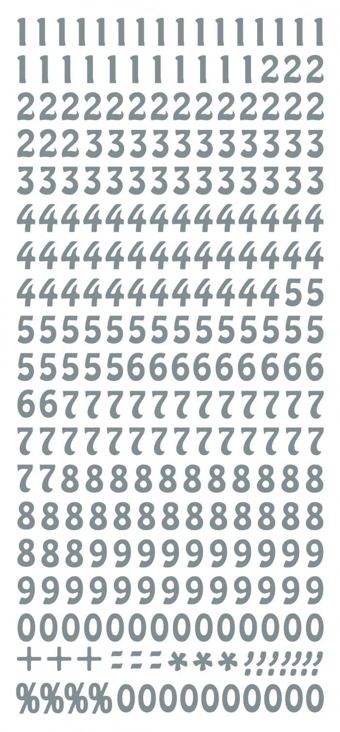 Sticker getallen zilver (x10)