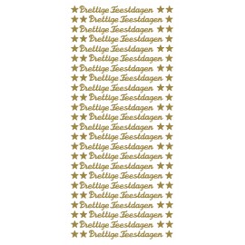 Sticker Prettige Feestdagen klein goud (x10)