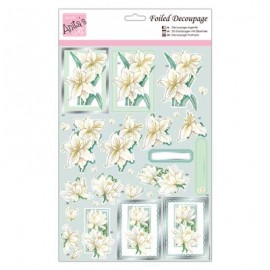 Foiled Decoupage - White Lilies
