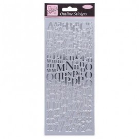 Outline Stickers - Mixed Serif Alphabets - Silver