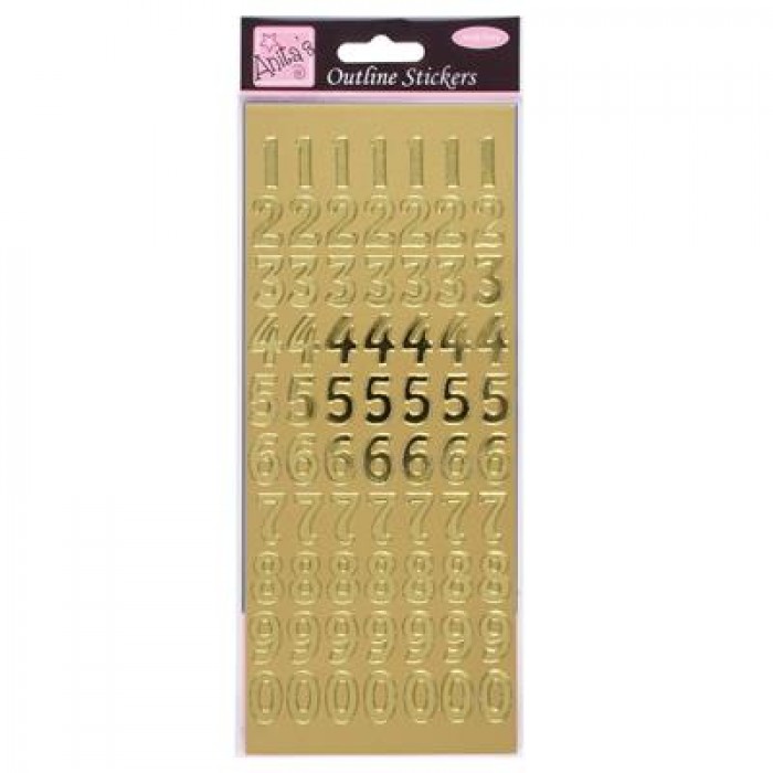 Outline Stickers - Large Numbers - Gold