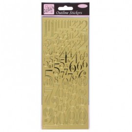 Outline Stickers - Mixed Numbers - Gold