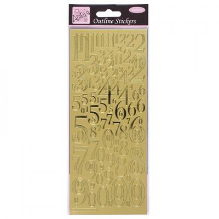 Outline Stickers - Mixed Numbers - Gold