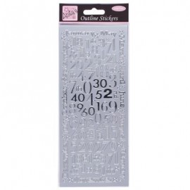 Outline Stickers - Months And Numbers - Silver