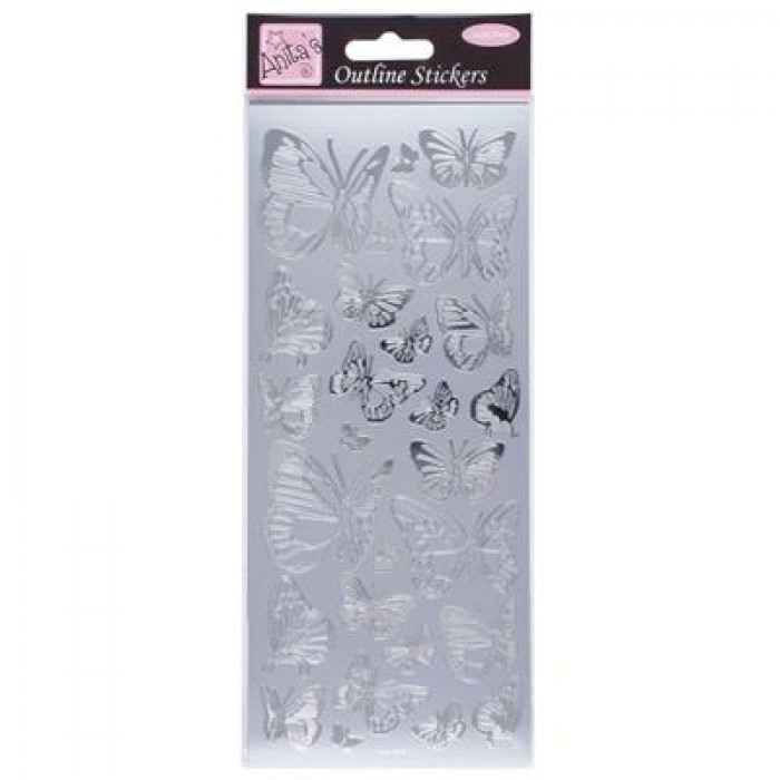 Outline Stickers - Butterfly - Silver