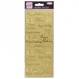 Outline Stickers - Happy Birthday Assorted - Gold