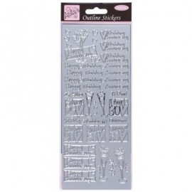 Outline Stickers - Wedding Anniversary - Silver