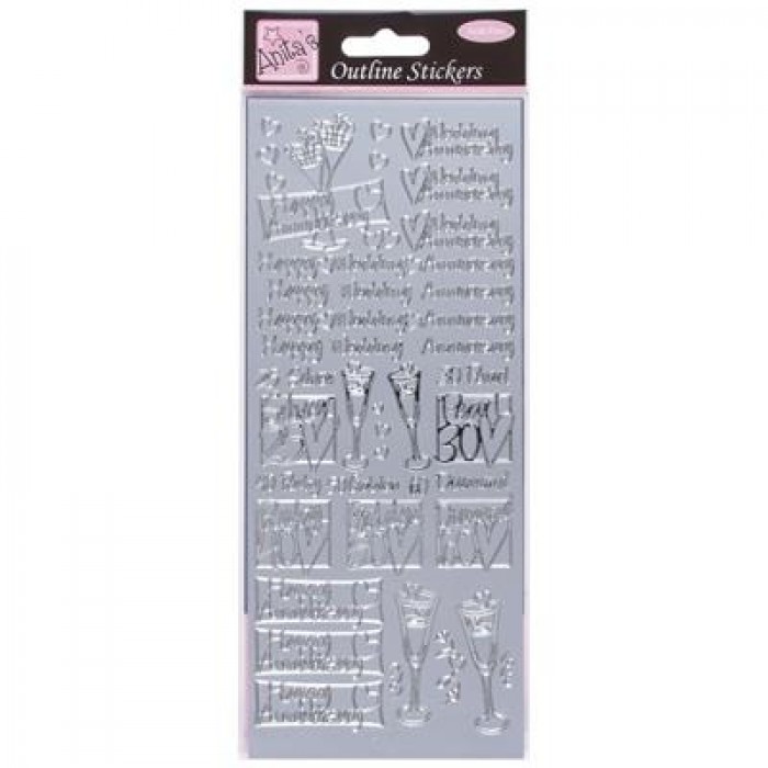 Outline Stickers - Wedding Anniversary - Silver