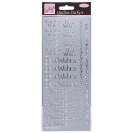 Outline Stickers - Regular Best Wishes - Silver