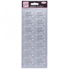 Outline Stickers - Elegant Thank You - Silver