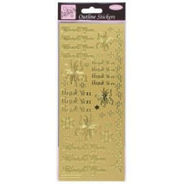 Outline Stickers - Thank You - Gold