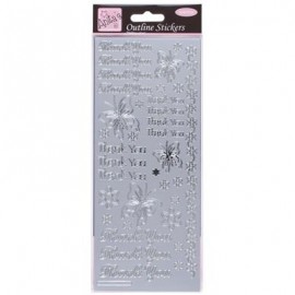 Outline Stickers - Thank You - Silver