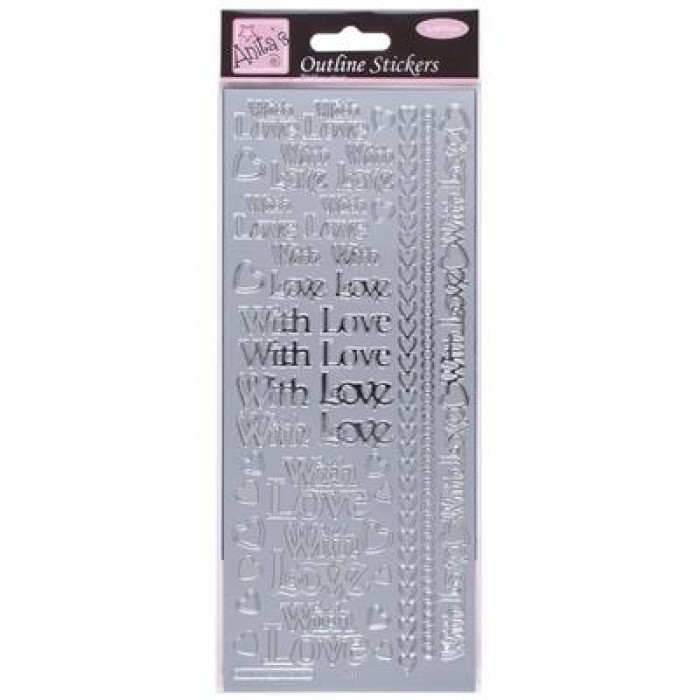 Outline Stickers - With Love - Silver