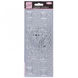 Outline Stickers - Hearts - Silver